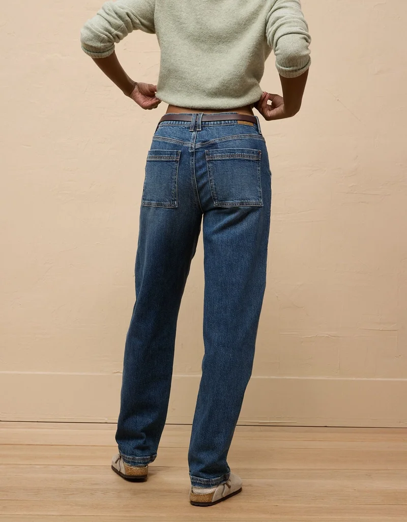 American Eagle  AE Stretch Super High-Waisted Baggy Straight Utility Jean for Women | Best Price UAE